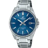 Casio Quarzuhr EDIFICE, silber (blau, edelstahlfarben, blau), Armbanduhren, Herren, edelstahlfarben, Quarzuhr, Armbanduhr, Herrenuhr, bis 10 bar wasserdicht, Datum, Edelstahlarmband