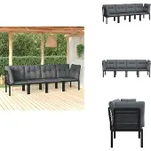 vidaXL 4-tlg. Garten-Lounge-Set Schwarz und Grau Poly Rattan - Gartensofaelemente