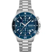 BOSS Herrenuhr Admiral 1513907, Chronograph, Silberfarben