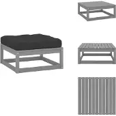 vidaXL Garten-Fußhocker mit Grauen Kissen Massivholz Kiefer - Gartensofaelemente