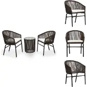 vidaXL 3-tlg. Bistro-Set mit Kissen PE-Rattan Braun - Gartenmöbel-Sets