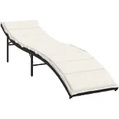 The Living Store Sonnenliege mit Kissen Schwarz 55x199x50 cm Poly Rattan