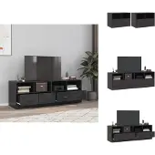 The Living Store TV-Schränke 2 Stk. Schwarz 67x39x44 cm Stahl
