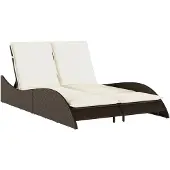 The Living Store Sonnenliege mit Auflagen Braun 114x205x73 cm Poly Rattan