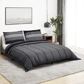 The Living Store Bettwäsche-Set Dunkelgrau 200x200 cm Baumwolle