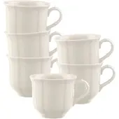 Villeroy & Boch Tasse "Kaffeetassen Manoir 120 ml 6er Set weiß", weiß, Porzellan, Trinkgefäße, Tasse