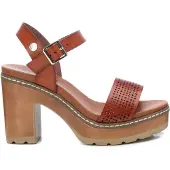 Refresh für Damen. 17077705-CAMEL Sandalen 170777 braun (38), 8 bis 10 cm, Schnalle, Lässig, Party