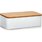 Zeller Brotkasten PRESENT "Bamboo", weiß, B:23cm H:13cm L:42,5cm, Bambus, Metall, Lebensmittelaufbewahrungsbehälter, Brotkasten, Länge ca. 42,5 cm