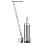 Wenko WC-Garnitur "Lirio", silber (satiniert), B:15cm H:68,5cm L:30cm, Metall, Reinigungsbürsten, WC-Garnitur