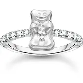 Thomas Sabo Fingerring "x HARIBO: Ring mit Goldbär" Gr. 56, silber (silberfarben, kristallweiß), Fingerringe, Damen, 56, Silber 925 (recycelt), 2mm, Fingerring, mit Zirkonia (synth.)