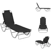 vidaXL Sonnenliege Aluminium und Textilene Schwarz - Sonnenliegen