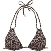 Vivance Triangel-Bikini-Top "Thora", Damen, Gr. 36, Cup A/B, schwarz (schwarz nougat bedruckt), Recycling-Polyamid, bedruckt, Bikini-Oberteile Triangel-Bikini-Top, in modischem Leo-Print