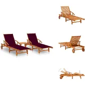 vidaXL Sonnenliegen 2 Stk. mit Tisch und Auflagen Massivholz Akazie - Sonnenliegen