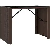 vidaXL Bartisch mit Glasplatte Braun 145x80x110 cm Poly Rattan - Gartentische