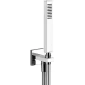 Gessi Rettangolo Brause-Set inklusive Wandanschlussbogen 1/2, mit Halterung und Antikalkbrause, 20123299, Farbe: Schwarz XL