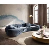 DELIFE Big-Sofa Lunna 360x175 cm Chenille Blau 2 Kissen