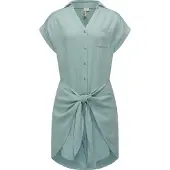 Ragwear Blusenkleid "Blusenkleid Bahaya", Damen, Gr. XS, N-Gr, blau (aqua), Obermaterial: 100% Viskose CV., Kleider Blusenkleid
