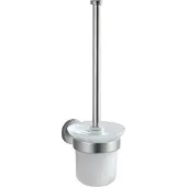 Wenko WC-Garnitur "Bosio", silber (silberfarben), B:10cm H:35cm L:14cm Ø:8cm, Edelstahl, Glas, Reinigungsbürsten, WC-Garnitur, Edelstahl rostfrei
