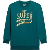 Superdry für Damen. W8011755A Kleid aus Sweatshirt-Stoff mit Metallic-Logo Luxe grün (XXS/XS), Lässig, Baumwolle, Langarm, Nachhaltig
