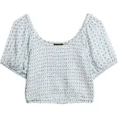 Superdry für Damen. W6011857A Top Smocked Woven blau (M), Lässig, Viskose, Kurzarm