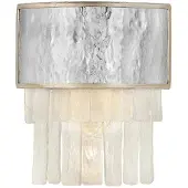 HINKLEY Elstead Reverie Wandleuchte E14 2-fach Champagner-Gold Kristallpaneele mit gehämmertem Edelstahl-Schirm