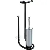 Wenko WC-Garnitur "Universalo", schwarz, B:20cm H:62,5cm L:23cm, Metall, Reinigungsbürsten, WC-Garnitur, integrierter Toilettenpapierhalter und WC-Bürstenhalter
