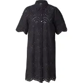 ONLY Spitzenkleid "ONLVALAIS S/S DRESS WVN NOOS", Damen, Gr. L, N-Gr, schwarz, Web, Obermaterial: 100% Baumwolle, unifarben, loose fit kniefrei, Kleider Spitzenkleid