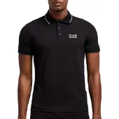 EA7 für Herren. 8NPF16_PJVUZ Lässiges schwarzes Poloshirt (XL), Baumwolle, Kurzarm