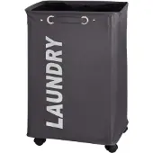 Wenko Wäschesortierer "Quadro 79l", grau (dunkelgrau), B:40cm H:60cm T:33cm, Polyester, Wäschesammler, Wäschesortierer