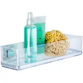 Wenko Badregal "Vacuum-Loc Quadro", silber (glänzend, loc: chrom), B:14,5cm H:8,5cm T:38,5cm, ABS-Kunststoff, Edelstahl, Regale, Badregal, aus Kunststoff, Edelstahl-Halterung, Befestigen ohne Bohren