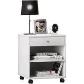 VCM Nachttisch "Holz Nachttisch Schrank Rolda Schublade Rollen", weiß, B:45cm T:38cm, Tische, Nachttisch