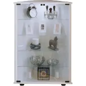 VCM Standvitrine "Holz Glas Eckvitrine Vitrine Sammelvitrine Jecka L", weiß, B:67cm T:23cm, Obermaterial: 100% Holz Wood., Schränke, Standvitrine