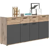 GuenstigEinrichten Mason Sideboard 4 Türen, 1 Schublade Eiche Nachbildung.