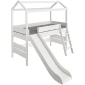 PAIDI Kinderwelten Hausbett "TINY HOUSE", weiß (kreideweiß), B:242cm H:215cm L:210cm, Betten, Hausbett, Spielbett mit Rutsche und Rausfallschutz, individuell gestaltbar