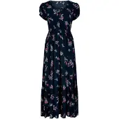 Apricot Maxikleid "Maxi-Sommerkleid", Damen, Gr. XS (34), N-Gr, blau (navy), gewebt, Obermaterial: 100% Viskose CV., geblümt, normal, V-Ausschnitt, Kleider Maxikleid, mit bestickter Bordüre