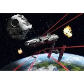 Overig Fototapete "STAR WARS Millennium Falcon - Größe 368 x 254 cm", schwarz (schwarz, rot), B:368m L:254m, Papier, Tapeten, Fototapete, Kinderzimmer