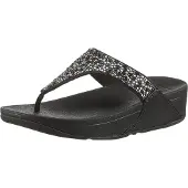 FitFlop Zehentrenner "LULU CRYSTAL", Damen, Gr. 41, schwarz, Textil, Glitzer, Schuhe Zehentrenner, Sandale, Pantolette mit Schmucksteine