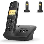 Gigaset A270A, Analoges/DECT-Telefon, Kabelloses Mobilteil, Freisprecheinrichtung, 80 Eintragungen, Anrufer-Identifikation, Schwarz