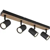 Globo Lighting Strahler Metall schwarz matt, MDF Holzoptik dunkel, Metall schwarz matt, LxBxH: 555x60x135mm, exkl. 4x GU10 35W 230V