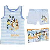 Bluey Pyjama & Kulturtasche Set, Hellblau, 110-116