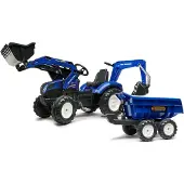 Falk New Holland Trettraktor mit Anhänger, Blau