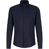 JOOP! Langarmhemd JOOP "Pares", Herren, Gr. 41, N-Gr, dunkelblau, Web, Obermaterial: 97% Baumwolle, 3% Elasthan, unifarben, slim fit normal, 2-Knopf-Manschette, Hemden Langarmhemd
