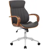 CLP Bürostuhl ergonomisch Melilla, Höhenverstellbar und Drehbar, mit kippbarer Rückenlehne und Armlehnen aus Kunstleder, Schreibtischstuhl, Farbe: walnuss/braun