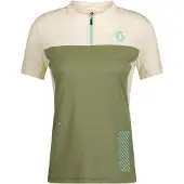 SCOTT SCO Tee Ws Trail Vertic Zip SS hay green/Baumwolle white 36