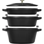Staub 3er-Set Gusseisen-Kochgeschirr mit Deckel STAUB 40508-386-0