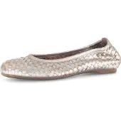 Gabor Ballerina , Damen, Gr. 37, ungefüttert, gold (goldfarben), Glattleder, geflochten, metallic, Schuhe Ballerina, Schlupfschuh, Frühlingsschuh, Businessschuh mit tollem Flechtmuster