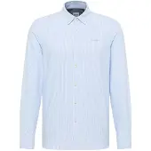 Mustang Langarmhemd "Edinburg", Herren, Gr. 3XL, N-Gr, blau (blau stripe), Obermaterial: 100% Baumwolle, unifarben, regular fit Po-bedeckend, Manschette, Hemden Langarmhemd, mit Logo Schriftzug