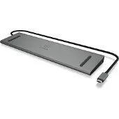 Icy Box IB-DK2106-C, Kabelgebunden, USB 3.2 Gen 1 (3.1 Gen 1) Type-C, 100 W, 3,5 mm, 10,100,1000 Mbit/s, Anthrazit, Schwarz