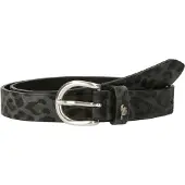 Mustang Ledergürtel "Lauren", Damen, Gr. 75, grau (schwarz anthrazit), Leder, Gürtel Ledergürtel, mit Animal-Print, 2,5 cm breit, Made in Metzingen
