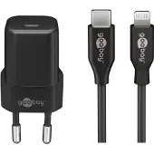 Goobay Lightning/USB-CTM PD-Ladeset nano (20 W) - USB-CTM-Netzteil 20 W inklusive USB-CTM auf Lightning Kabel für z. B. iPhone 12